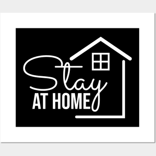 stay at home text with a home icon Posters and Art